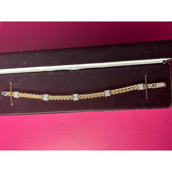 14K Two-toned Ladies Genuine Diamond Bracelet - Picture 2 of 3